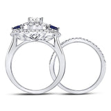 14kt White Gold Womens Princess Diamond Bridal Wedding Engagement Ring Band Set 1.00 Cttw (Certified)