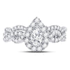 14kt White Gold Womens Pear Diamond Bridal Wedding Engagement Ring Band Set 1.00 Cttw (Certified)