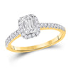 14kt Yellow Gold Womens Emerald Diamond Emerald Bridal Wedding Engagement Ring 5/8 Cttw