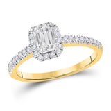 14kt Yellow Gold Womens Emerald Diamond Emerald Bridal Wedding Engagement Ring 5/8 Cttw