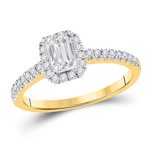 14kt Yellow Gold Womens Emerald Diamond Emerald Bridal Wedding Engagement Ring 5/8 Cttw