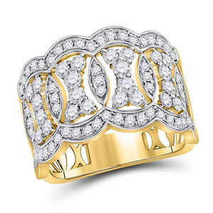 14kt Yellow Gold Womens Round Diamond Right Hand Band Ring 1-1/3 Cttw