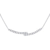 14kt White Gold Womens Round Diamond Curved Bypass Bar Necklace 1.00 Cttw