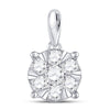 14kt White Gold Womens Round Diamond Flower Cluster Pendant 1/2 Cttw