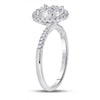 14kt White Gold Womens Round Diamond Right Hand Halo Cluster Ring 5/8 Cttw