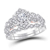 14kt Two-tone Gold Womens Round Diamond Bridal Wedding Engagement Ring Band Set 3/4 Cttw (Certified)
