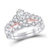 14kt Two-tone Gold Womens Round Diamond Bridal Wedding Engagement Ring Band Set 3/4 Cttw (Certified)