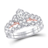 14kt Two-tone Gold Womens Round Diamond Bridal Wedding Engagement Ring Band Set 3/4 Cttw (Certified)