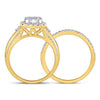 14kt Yellow Gold Womens Princess Diamond Bridal Wedding Engagement Ring Band Set 7/8 Cttw