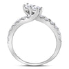 14kt White Gold Womens Round Diamond 2-stone Bridal Wedding Engagement Ring 1.00 Cttw (Certified)