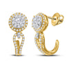14kt Yellow Gold Womens Round Diamond Modern Solitiare Hoop Earrings 3/4 Cttw
