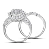 14kt White Gold Womens Princess Diamond Bridal Wedding Engagement Ring Band Set 1-3/4 Cttw