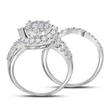 14kt White Gold Womens Princess Diamond Bridal Wedding Engagement Ring Band Set 1-3/4 Cttw