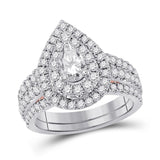 14kt Two-tone Gold Womens Pear Diamond Bridal Wedding Engagement Ring Band Set 2.00 Cttw (Certified)