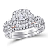 14kt Two-tone Gold Womens Princess Diamond Bridal Wedding Engagement Ring Band Set 1-1/4 Cttw (Certified)