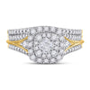 14kt Yellow Gold Womens Princess Diamond Bridal Wedding Engagement Ring Band Set 7/8 Cttw