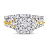 14kt Yellow Gold Womens Princess Diamond Bridal Wedding Engagement Ring Band Set 7/8 Cttw
