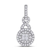 14kt White Gold Womens Princess Diamond Fashion Cluster Pendant 1/2 Cttw