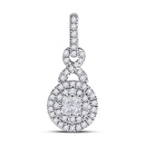 14kt White Gold Womens Princess Diamond Fashion Cluster Pendant 1/2 Cttw