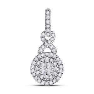 14kt White Gold Womens Princess Diamond Fashion Cluster Pendant 1/2 Cttw
