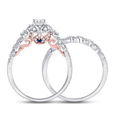 14kt Two-tone Gold Womens Round Diamond Bridal Wedding Engagement Ring Band Set 3/4 Cttw (Certified)