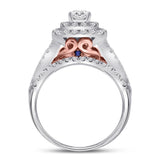 14kt Two-tone Gold Womens Round Diamond Bridal Wedding Engagement Ring Band Set 1-1/2 Cttw (Certified)