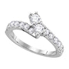 14kt White Gold Womens Round Diamond 2-stone Bridal Wedding Engagement Ring 1/2 Cttw (Certified)