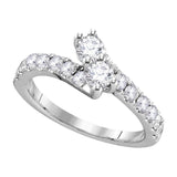 14kt White Gold Womens Round Diamond 2-stone Bridal Wedding Engagement Ring 1/2 Cttw (Certified)