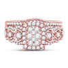 14kt Rose Gold Womens Round Diamond Bridal Wedding Engagement Ring Band Set 1.00 Cttw