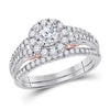 14kt Two-tone Gold Womens Round Diamond Bridal Wedding Engagement Ring Band Set 1.00 Cttw (Certified)