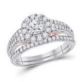 14kt Two-tone Gold Womens Round Diamond Bridal Wedding Engagement Ring Band Set 1.00 Cttw (Certified)