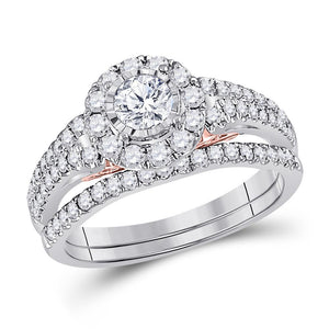 14kt Two-tone Gold Womens Round Diamond Bridal Wedding Engagement Ring Band Set 1.00 Cttw (Certified)