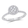 14kt White Gold Womens Round Diamond Fashion Cluster Halo Ring 1/2 Cttw
