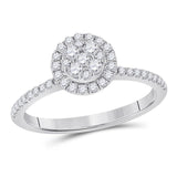 14kt White Gold Womens Round Diamond Fashion Cluster Halo Ring 1/2 Cttw