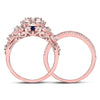 14kt Rose Gold Womens Round Diamond Bridal Wedding Engagement Ring Band Set 1.00 Cttw