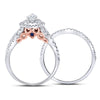 14kt White Gold Womens Pear Diamond Bridal Wedding Engagement Ring Band Set 1.00 Cttw (Certified)