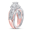 14kt Two-tone Gold Womens Round Diamond Bridal Wedding Engagement Ring Band Set 1.00 Cttw (Certified)