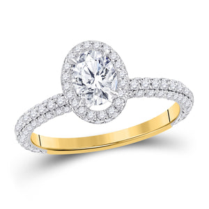 14kt Yellow Gold Womens Oval Diamond Solitaire Bridal Wedding Engagement Ring 1-3/4 Cttw (Certified)