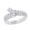 14kt White Gold Womens Round Diamond 2-stone Bridal Wedding Engagement Ring 3/4 Cttw (Certified)