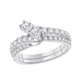14kt White Gold Womens Round Diamond 2-stone Bridal Wedding Engagement Ring 3/4 Cttw (Certified)