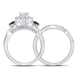 14kt White Gold Womens Oval Diamond Bridal Wedding Engagement Ring Band Set 1.00 Cttw (Certified)