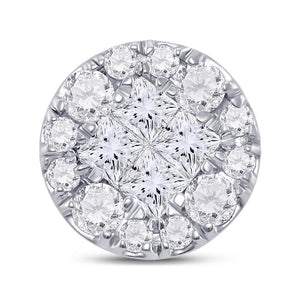 14kt White Gold Womens Princess Diamond Fashion Cluster Pendant 1/2 Cttw