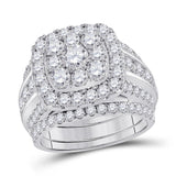 14kt White Gold Womens Round Diamond Bridal Wedding Engagement Ring Band Set 4.00 Cttw (Certified)