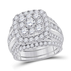 14kt White Gold Womens Round Diamond Bridal Wedding Engagement Ring Band Set 4.00 Cttw (Certified)