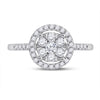 14kt White Gold Womens Round Diamond Right Hand Halo Cluster Ring 5/8 Cttw