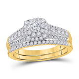 14kt Yellow Gold Womens Round Diamond Bridal Wedding Engagement Ring Band Set 1.00 Cttw