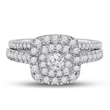 14kt Two-tone Gold Womens Round Diamond Bridal Wedding Engagement Ring Band Set 1.00 Cttw (Certified)