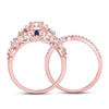 14kt Rose Gold Womens Round Diamond Bridal Wedding Engagement Ring Band Set 1.00 Cttw