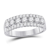 14kt White Gold Womens Round Diamond Classic Anniversary Band Ring 1.00 Cttw