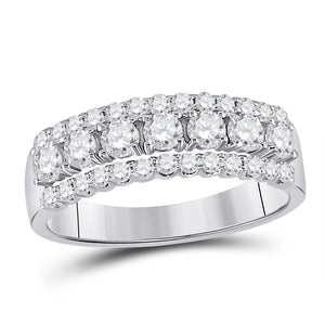 14kt White Gold Womens Round Diamond Classic Anniversary Band Ring 1.00 Cttw